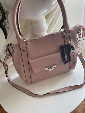 Steve Madden Dusty Pink Leather Satchel with Detachable Strap